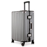 Aluminum Alloy Hard-Shell Suitcase with TSA Lock -22 Spinner Luggage in Grey