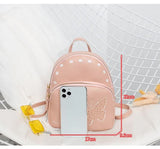 Mini Faux Leather Backpack with Butterfly Design -Light Green Cute Backpack for Girls - Top-Down View