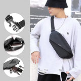 Versatile Crossbody/Fanny Pack for Men - Lightweight and Large Capacity (Black) - Side View