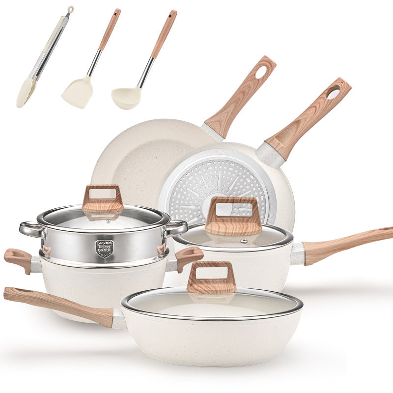 YEJ 12-Piece Non-Stick Complete Cookware Set | Pots, Pans & Utensils (White), image 2