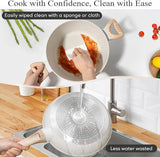 YEJ 12-Piece Non-Stick Complete Cookware Set | Pots, Pans & Utensils  (White) - 45-Degree Angle