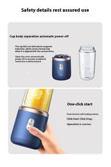 Portable High-Speed Blender with USB Rechargeable Battery - 2-in-1 Bottle and Cup Design, Compact and Powerful - 45-Degree Angle