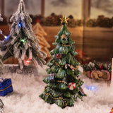 Christmas Tree Figurine - Festive Resin Decoration with Ornaments, 17cm Holiday Decor - Side View