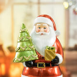 Santa Claus Figurine with Christmas Tree - 18cm Festive Resin Christmas Decoration - Front View