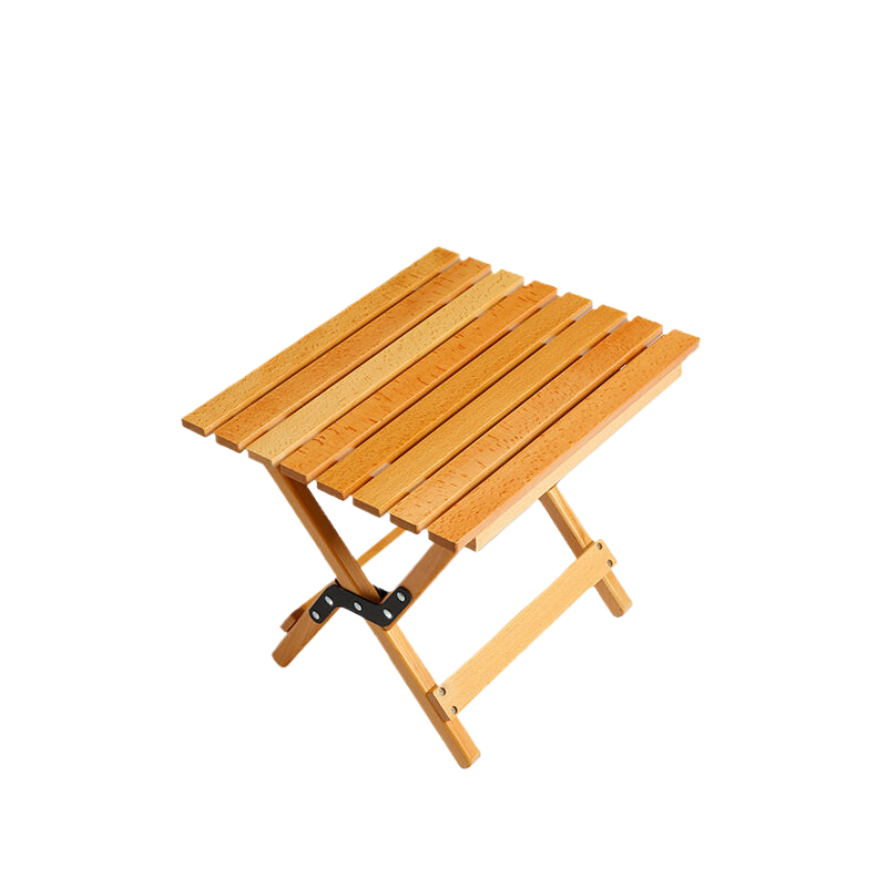 Dual-Purpose Wooden Folding Stool ??Natural Wood Finish, 150kg Load Capacity - log color 40*34*36cm