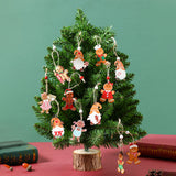 (2 set)Christmas Gnome Ornaments Set - Festive Wooden Decorations for Tree, Set of 12 - Front View