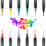 Dual-Tip Acrylic Marker Set - 1-5mm Round Tip & 1mm Fine Tip for Art and Craft Projects 60 colors - Front View