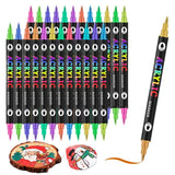 24-Pack Dual-Tip Acrylic Paint Markers - 48 Vibrant Colors, Waterproof & Quick-Dry for Art Projects - Top-Down View