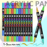 36-Pack Dual-Tip Acrylic Paint Markers - 72 Vibrant Colors, Waterproof & Quick-Dry for Art Projects - Front View