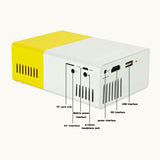 Mini Home Portable Cinema Projector - LED Compact Entertainment Projector for Movies & Gaming (White+yellow) - Side View