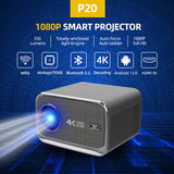 P20 1080P Smart Projector with 4K Decoding, Wi-Fi 6, Bluetooth 5.2, and Android 13.0(211.2*184.72*136.5mm) - Side View