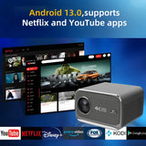 P20 1080P Smart Projector with 4K Decoding, Wi-Fi 6, Bluetooth 5.2, and Android 13.0(211.2*184.72*136.5mm) - Top-Down View