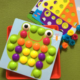 Creative Button Art Toy Set for Kids - 46 Colorful Buttons with 10 Unique Pictures - Educational Color Matching Puzzle for Ages 3+ - Front View