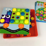 Creative Button Art Toy Set for Kids - 46 Colorful Buttons with 10 Unique Pictures - Educational Color Matching Puzzle for Ages 3+ - Side View
