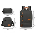 3-Piece  Gray Travel Backpack Set - Stylish Multi-Functional Backpack, Shoulder Bag & Pouch for Men & Women - Top-Down View