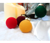 12-Piece Velvet Christmas Ornament Set - Classic Blue, Pink, and Yellow Baubles for Holiday Tree Decoration (6cm) - Side View