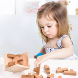 Wooden Brain Teaser Puzzle - 3D Cube Puzzle Game for Adults and Kids - Natural Wood Block Puzzle (2.75 Inches) - Side View