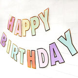 Happy Birthday Party Decoration Set -  Fan Decorations, Hearts, Stars & Banner - Side View