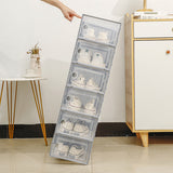 Stackable Shoe Storage Box Set - Transparent Flip-Top Organizers for Shoes (Pack of 6) 33cm(D)*23cm(W)*14cm(H) - Front View