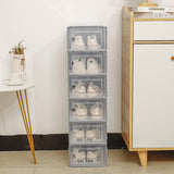 Stackable Shoe Storage Box Set - Transparent Flip-Top Organizers for Shoes (Pack of 6) 33cm(D)*23cm(W)*14cm(H) - Side View