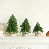 Miniature Artificial Pine Tree Decoration - 11.42 Inch Tabletop Christmas Tree with Wooden Base - Side View