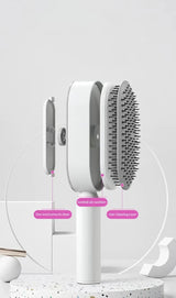 Self-Cleaning Hair Brush with One-Click Release | Massage Cushion Design, Anti-Frizz and Detangling Brush - Front View