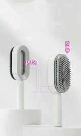 Self-Cleaning Hair Brush with One-Click Release | Massage Cushion Design, Anti-Frizz and Detangling Brush - Side View