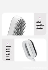 Self-Cleaning Hair Brush with One-Click Release | Massage Cushion Design, Anti-Frizz and Detangling Brush(red) - Top-Down View