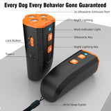 Ultrasonic Dog Trainer Device | Handheld Pet Training Tool with Night Light & Type-C Charging 3.7V - Front View