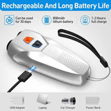 Silver Handheld Ultrasonic Dog Trainer with Dual Mode | Training & Deterrent Device with LED Light - Side View