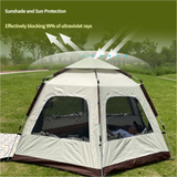 5-8 Person Hexagonal Camping Tent | Double-Layer Silver Coated Waterproof Shelter with Awning (280*280*158cm) - Front View