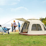 5-8 Person Square Camping Tent | Double-Layer Silver Coated Waterproof Shelter with Awning (240*240*155cm) - Front View