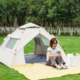 Beige 3-4 Person Lightweight Camping Tent (210*200*135cm) | UV Protection Silver Coated, Dual Doors & Windows - Side View