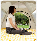 Beige 2 Person Lightweight Camping Tent (200*150*125cm) | UV Protection Silver Coated, Dual Doors & Windows