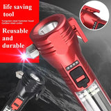 Multi-Functional Safety Flashlight– Rechargeable Waterproof Emergency Torch with USB Charging, High-Lumen for Outdoor and Survival Use (Red) - Side View