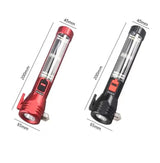 Multi-Functional Safety Flashlight– Rechargeable Waterproof Emergency Torch with USB Charging, High-Lumen for Outdoor and Survival Use (Red) - 45-Degree Angle