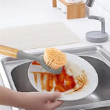 Eco-Friendly Dish Scrub Brush Set - Gray 2 PCS, Natural Bamboo Handle with Durable Bristles, Random Rope Color - 45-Degree Angle