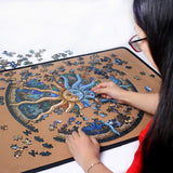 500 Piece Zodiac Circle Jigsaw Puzzle - Colorful Astrology Sun and Moon Jigsaw Puzzle for Adults and Kids - Top-Down View