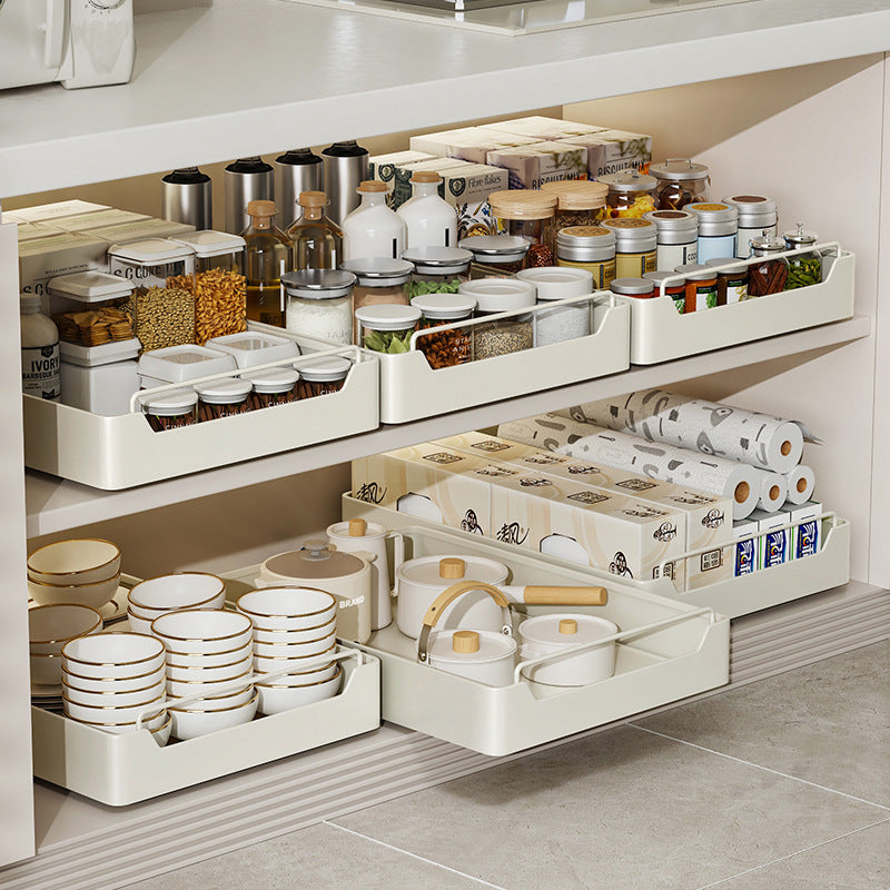 Kitchen Cabinet Pull-Out Organizer,Drawer storage box - Soft-Close, Noise-Free Sliding Drawer (43x25