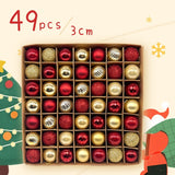 49-Piece Christmas Ornament Set - 3cm Red, Gold Baubles for Christmas Tree Decoration - Front View