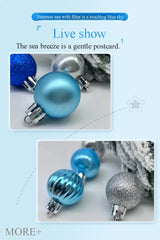 49-Piece Christmas Ornament Set - 3cm Blue, Silver Baubles for Christmas Tree Decoration - Front View