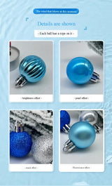 49-Piece Christmas Ornament Set - 3cm Blue, Silver Baubles for Christmas Tree Decoration - Side View