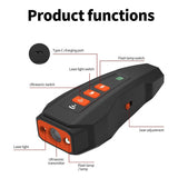 Black Rechargeable Ultrasonic Dog Trainer with LED Flashlight & Laser - Anti-Barking Device for Effective Dog Training - Front View