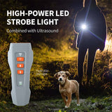 Black Rechargeable Ultrasonic Dog Trainer with LED Flashlight & Laser - Anti-Barking Device for Effective Dog Training - 45-Degree Angle