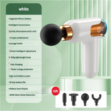 LC002 White Portable Massage Gun - Deep Tissue Muscle Massager with 4 Heads and 9 Speed Settings - Front View