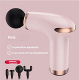Pink Massage Gun - 6-Speed Deep Tissue Massager with 4 Professional Massage Heads - Front View
