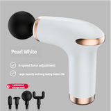 Classic White Massage Gun - 6-Speed Deep Tissue Massager with 4 Professional Massage Heads - Front View