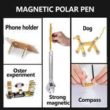 (2 set) Magnetic Fingertip Pen Building Toy Set - Multifunctional Silver Magnet Pen with Creative Building Blocks and Replacement Refills - Side View