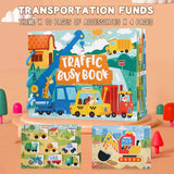 Interactive Busy Book Set - 2-pack of educational activity books for preschoolers on transport and animals - Front View