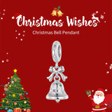 Sterling Silver Bell Charm - Festive Christmas Pendant with Colorful  Accents (weighs approximately 2.2g) - Front View
